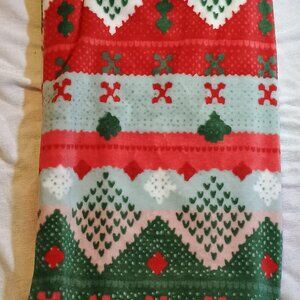 Holiday Time/Velvet Plush Throw/Unisex/50x60/Red White Sweater Pattern/Christmas
